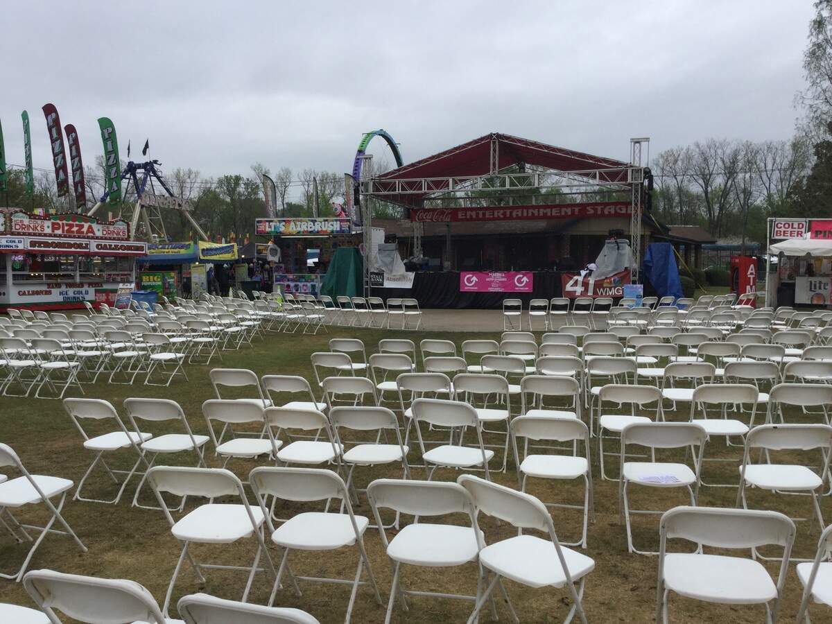 With rain picking up, there was no audience for the 1:30 p.m. Southeastern Snake Encounter show at Central City Park. 