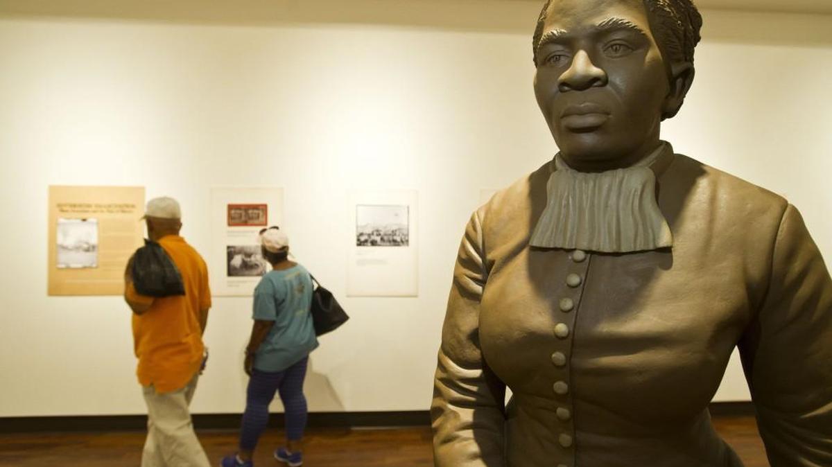 A statue of Harriett Tubman is the centerpiece of the History Gallery at the Tubman Museum, just of of the museums for which Maconites can be thankful.
