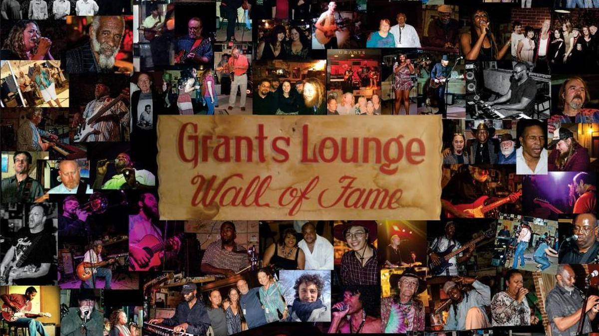 The Wall of Fame at Grant’s Lounge includes dozens of musicians who have played there during the bar’s 46 years in business.