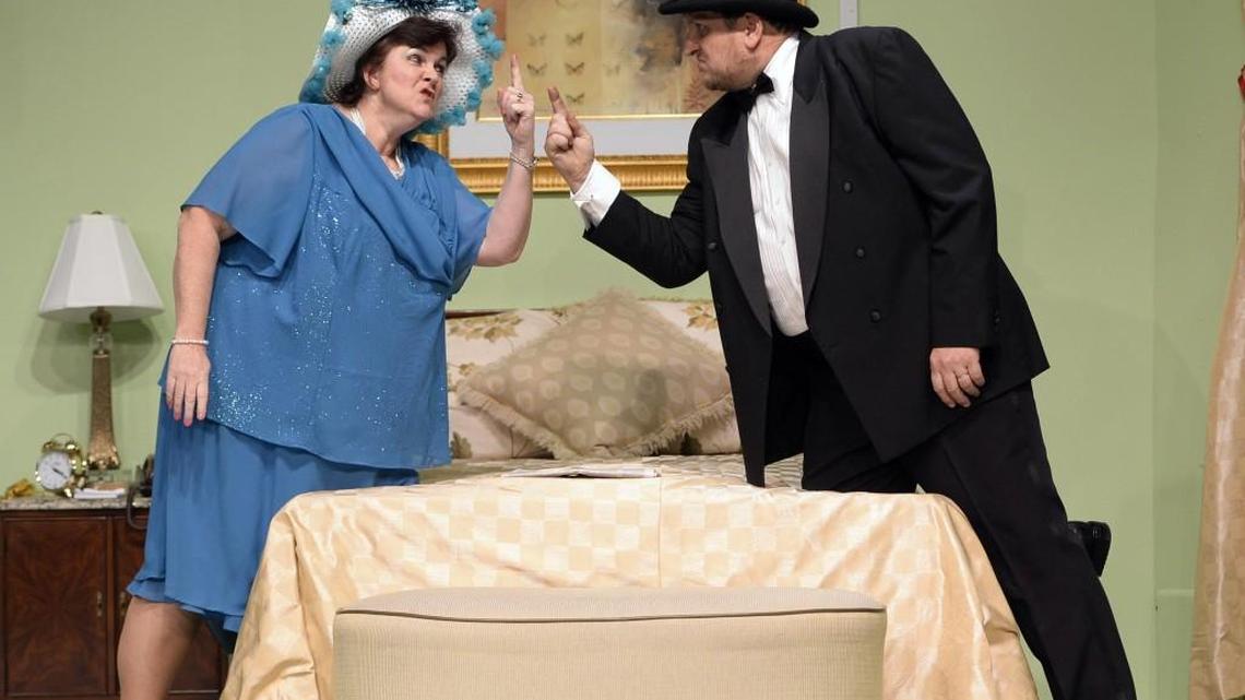 Kris and Mark Webling in the Perry Players production of “Plaza Suite.” See it Friday and Saturday nights in Perry.