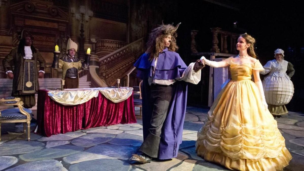 Jaime Hall as Beast and Leia Williams as Belle dance during the Youth Actors Company production of “Beauty and the Beast.” See it Friday-Sunday, Jan. 20-22, at Theatre Macon.