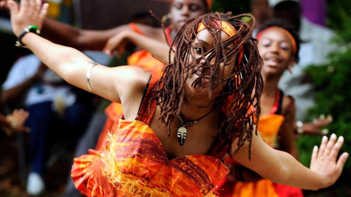 A dancer performs during a previous year’s Juneteenth Festival in Macon.