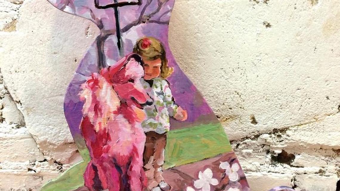 “Third Street Park” poodle by Martha Tisdale is part of the “Pink Poodle Parade” exhibition at the 567 Center for Renewal through Feb. 24