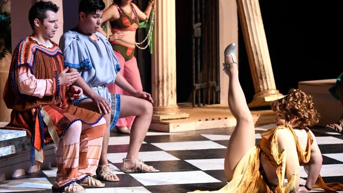 Theatre Macon’s production of “A Funny Thing Happened on the Way to the Forum” opens Friday night.