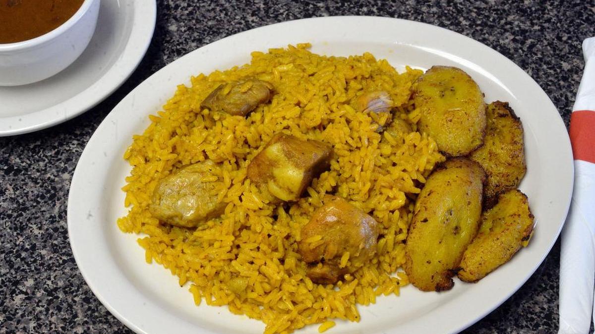 Yellow rice served with pork, sweet plantains and red beans are among the menu items at the Cuban Stop in Warner Robins.