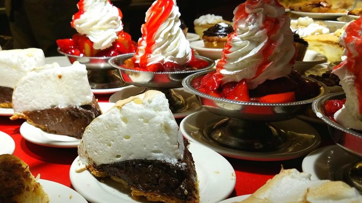 Rows of desserts are lined up at S&S Cafeteria on Riverside Drive.