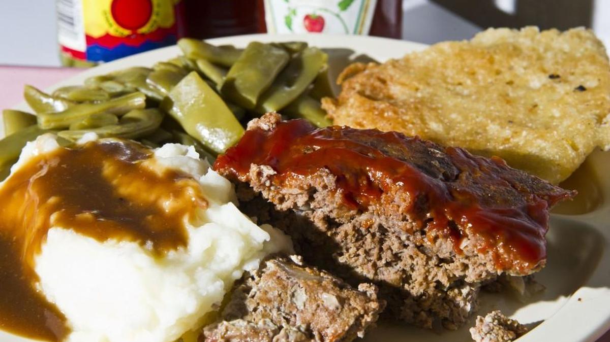 Meatloaf, mashed potatoes and green beans are among the potential menu choices at Cox Cafe.