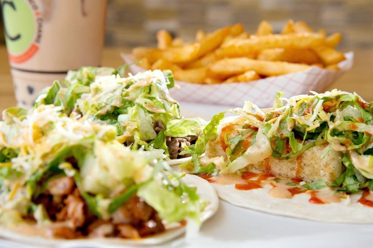Spicy pork, tofu and bulgogi beef tacos with sesame french fries and tapioca milk tea are among the items offered at Chico and Chang’s in Macon.
