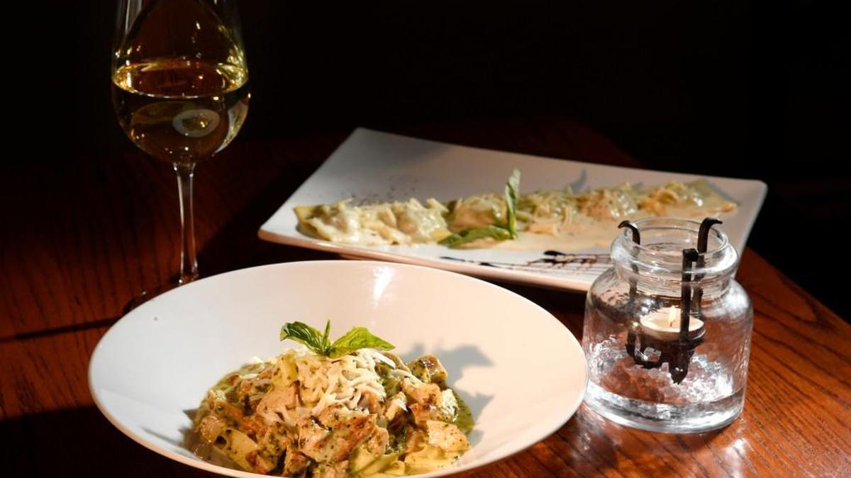 Chicken pesto pasta and ravioli special at is one of the options at Oliver’s Corner Bistro.