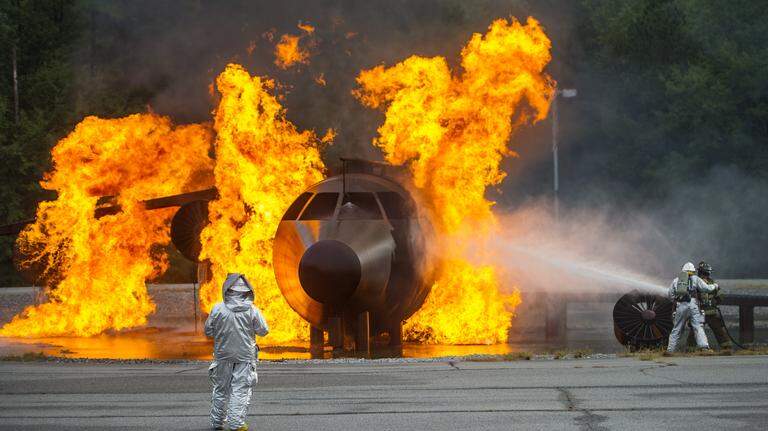 Photos: Macon-Bibb and Robins Air Force Base firefighters train for aviation disaster 