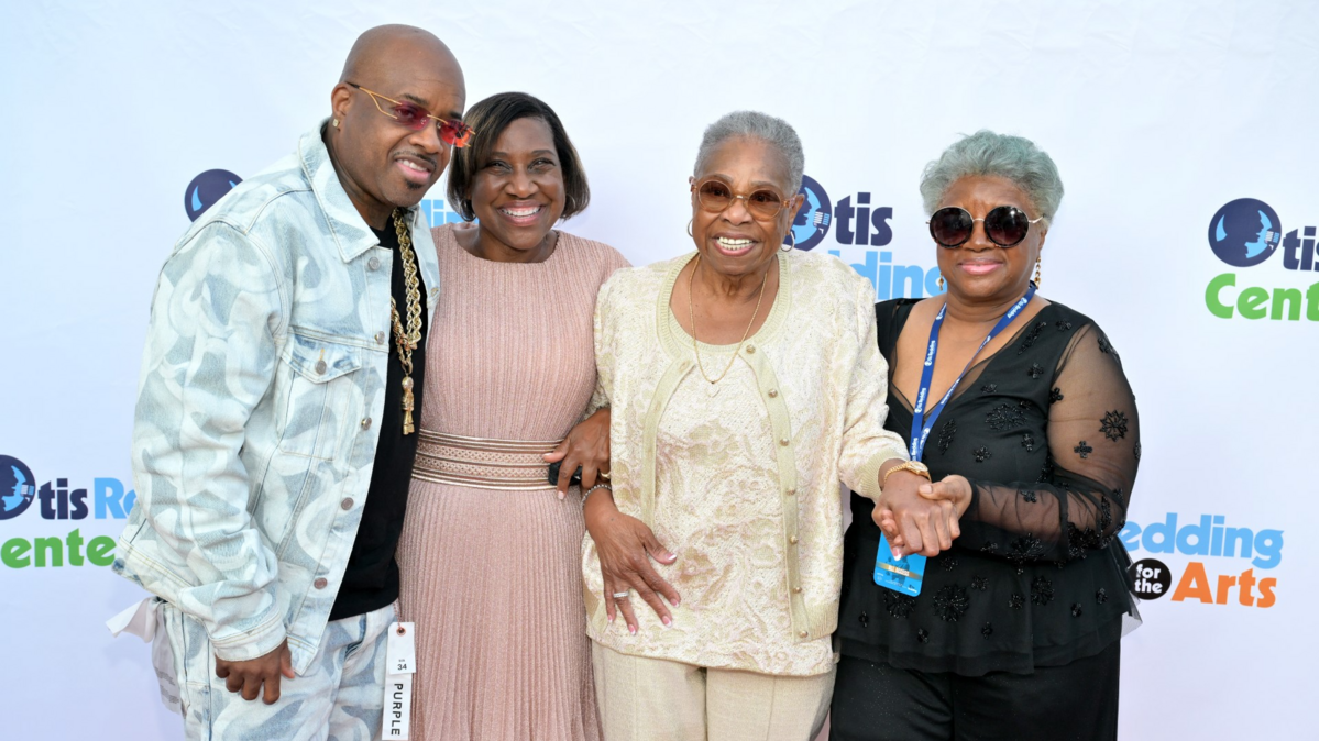 (From left) Jermaine Dupri, Karla Redding, Zelma Redding and ,Tina Mauldin attend the 2nd annual King Of Soul Music Festival in Macon, Georgia.