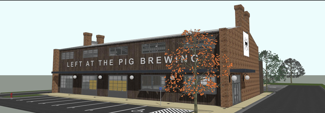 A rendering of Left at the Pig Brewing under construction at 911 Jernigan St. in historic downtown Perry.