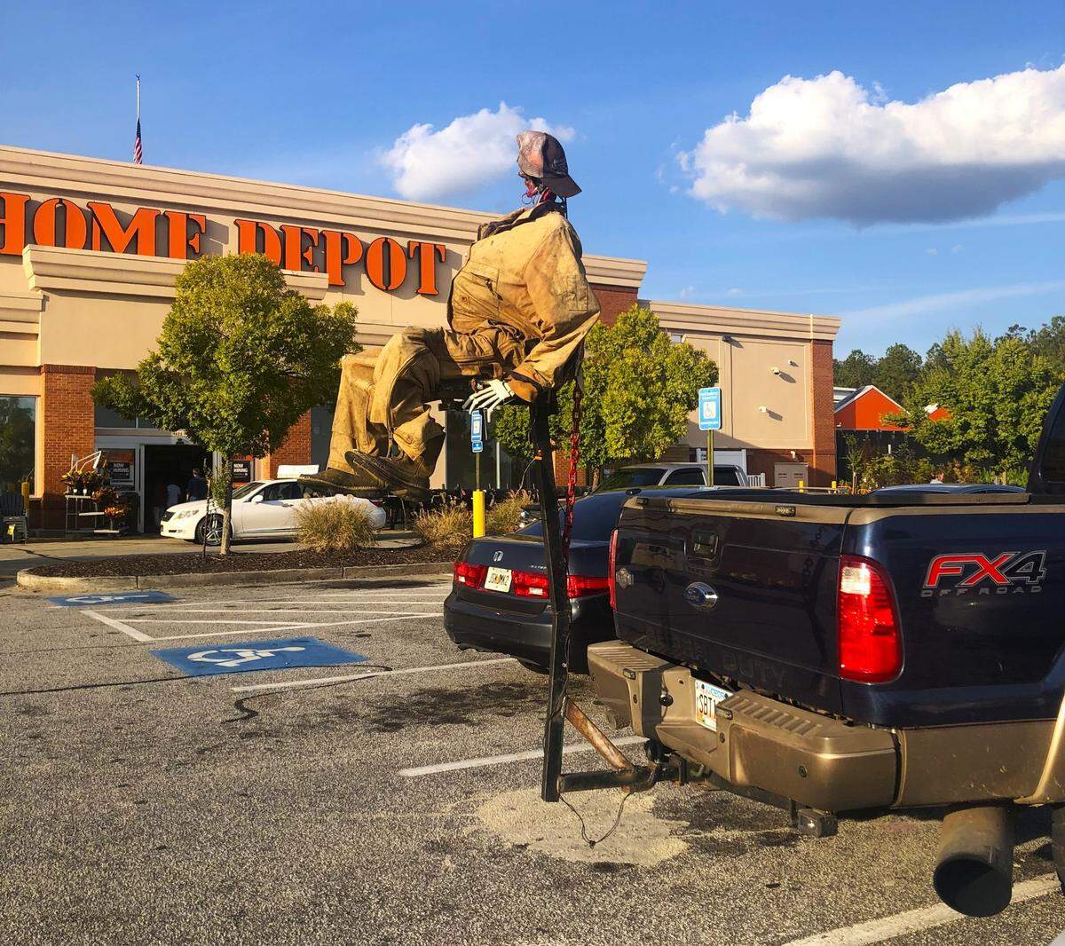 A skeleton monster made by Jason Stiner has been turning heads around Macon, Georgia, for years at Halloween when Stiner attaches the creature, dubbed “Skelly-Skel,” to the back of his pickup truck.