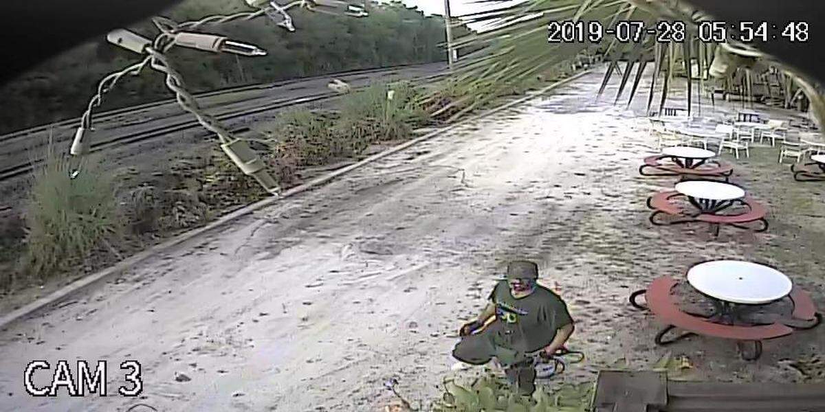 According to the Bibb County Sheriff’s Office, the man shown in this surveillance photo and another man broke into AP’s Hidden Hideaway on July 28.