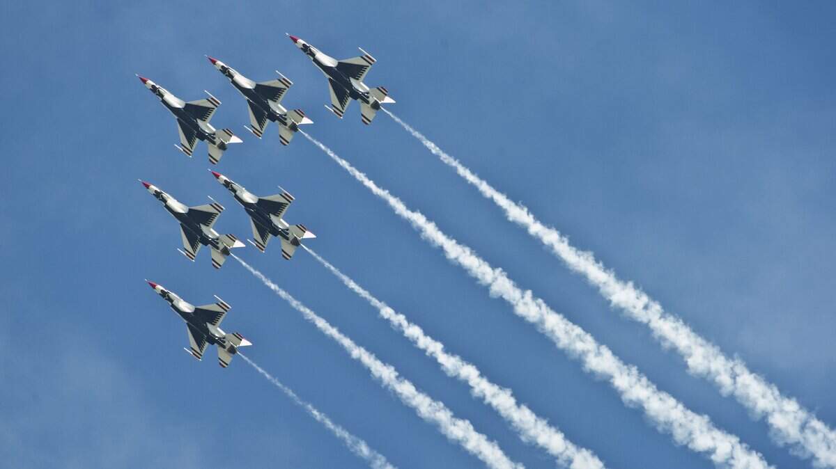 The Air Force Thunderbirds perform at Robins Air Force Base during an airshow held in 2016.