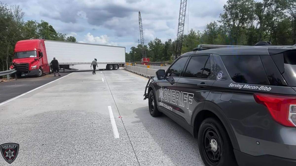 A tractor-trailer crash shut down part of Interstate 16 in downtown Macon, Ga., on June 11, 2025, the Bibb County Sheriff’s office said.