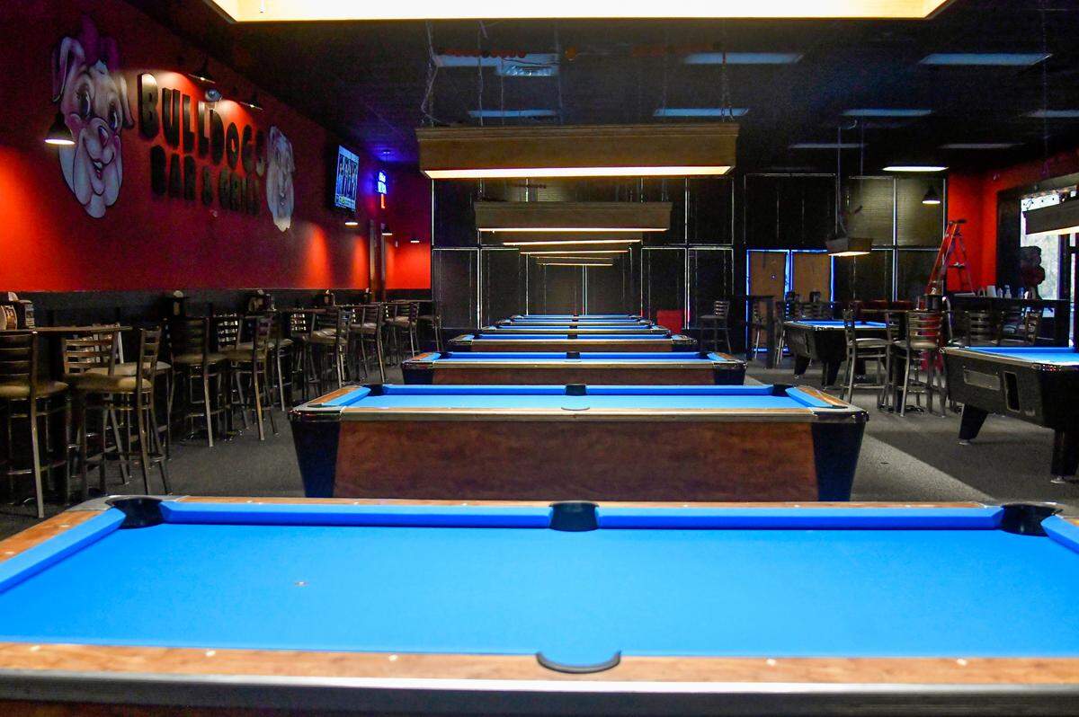 Bulldogs Bar and Grill at 3750 Bloomfield Village Drive in Macon offers 10 pool tables for patrons.