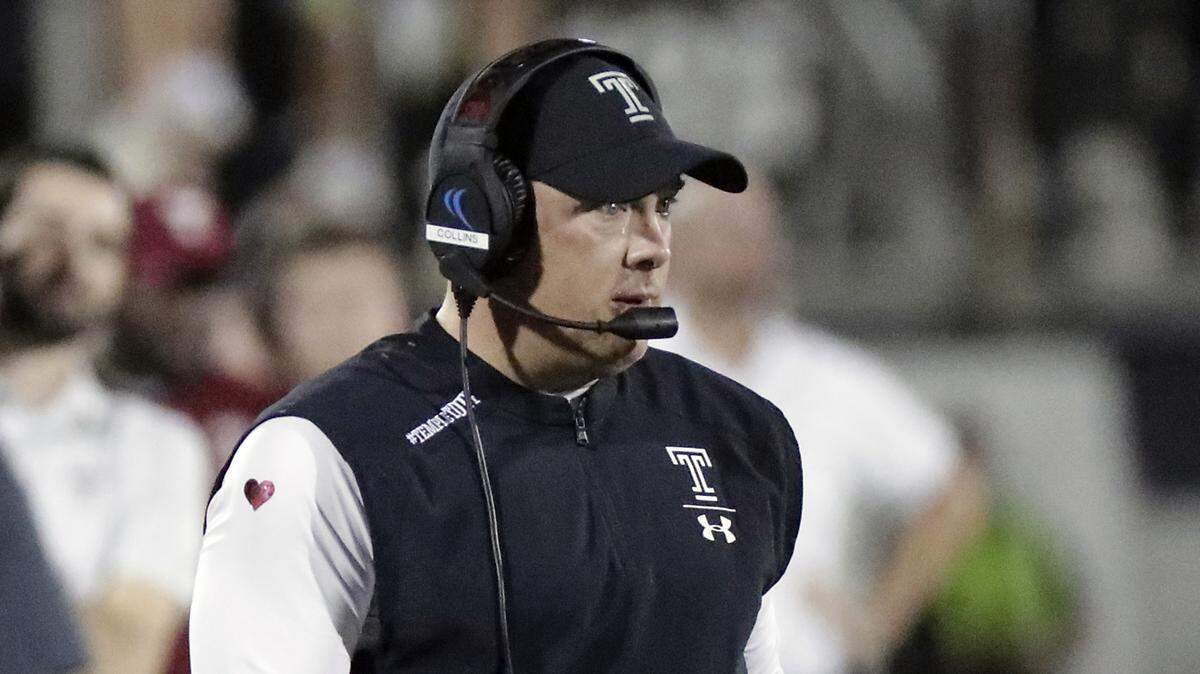 Georgia Tech announced Friday that Temple head coach Geoff Collins will become new head coach of the Yellow Jackets. Here he watches his Owls team against Central Florida on Thursday, Nov. 1, 2018, in Orlando, Fla.