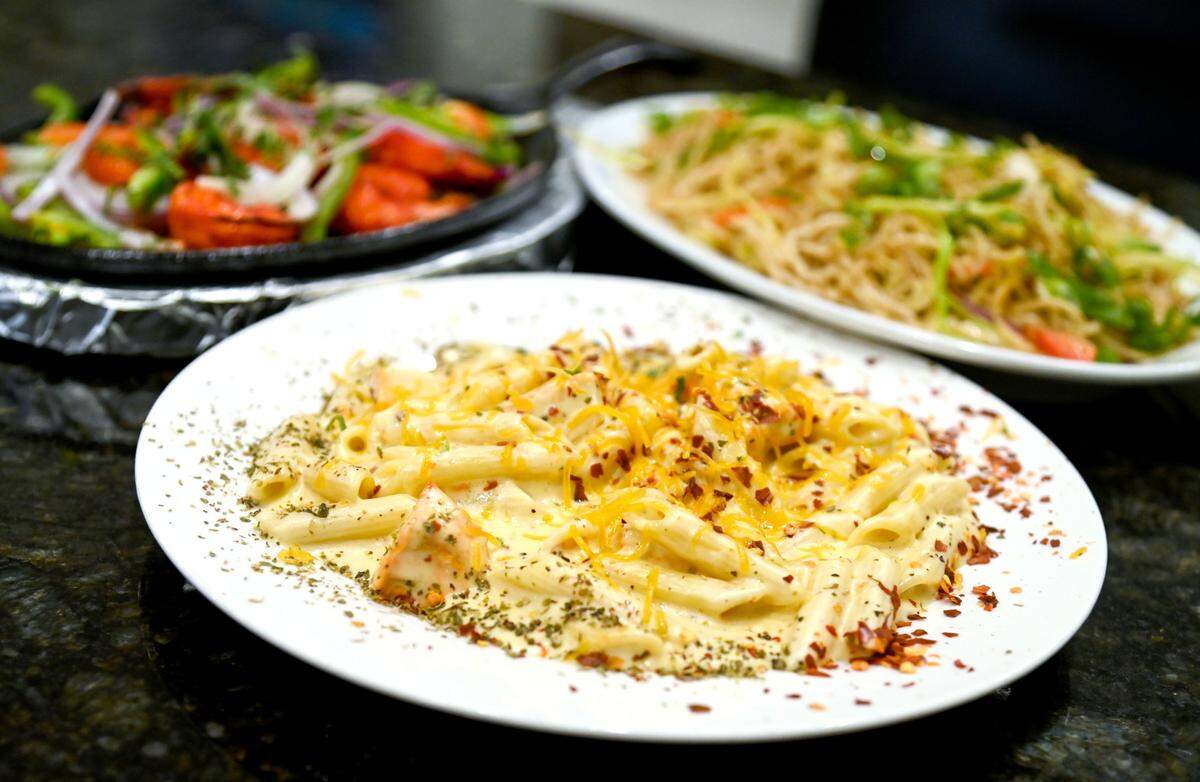 Chicken Alfredo pasta at Bombay Curry in Macon.