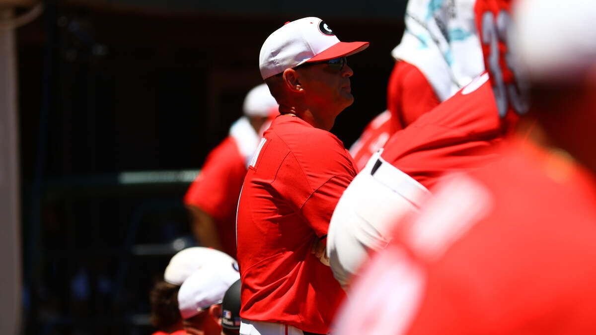 Georgia baseball coach Scott Stricklin during his team's first game against Duke Monday.