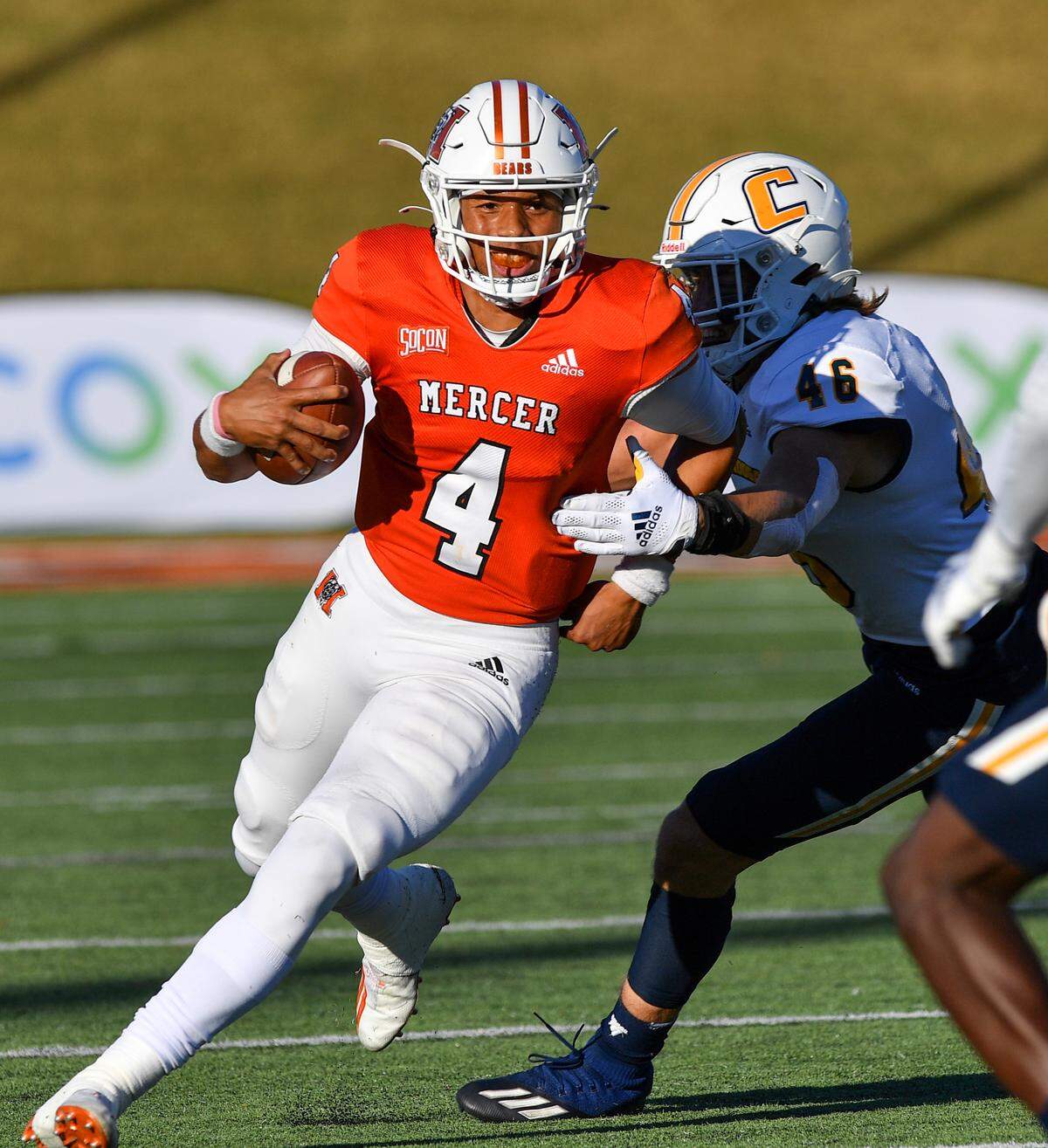 Mercer quarterback Fred Payton scrambles for a few yards Saturday as the Bears beat UTC 10-6. Payton has a chance to lead Mercer to a SoCon title in his first year at the helm after transferring from Coastal Carolina.
