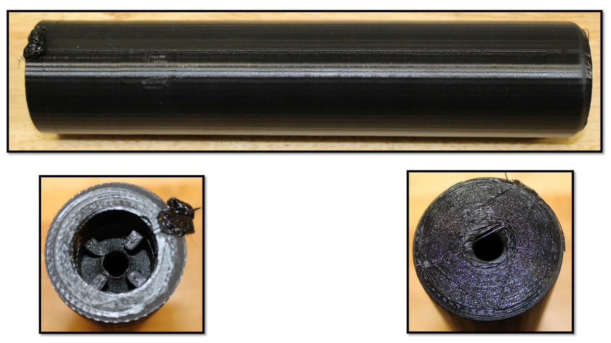 One of the nine 3D-printed silencers that agents with the Bureau of Alcohol, Tobacco, Firearms and Explosives found in Jaden Michael-William Pope’s bedroom on December 2023 when they executed a search warrant. Pope pleaded guilty to one count of manufacturing an unregistered machinegun.