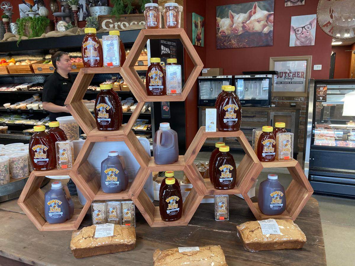 The Butcher Shop, a new specialty market in Macon, offers honey from Money’s Honey in Fort Valley.