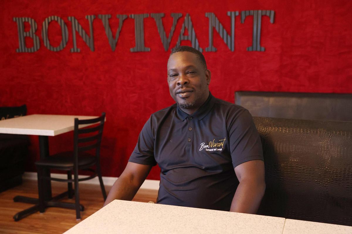 Bon Vivant Restaurant and Lounge chef Gerard Atkinson poses for a portrait in the Spain dining area of the new restaurant on Thursday, Oct. 17, 2024 in Warner Robins, Georgia. Bon Vivant aims to bring upscale dining to the north side of Warner Robins, with four distinct areas representing different countries.