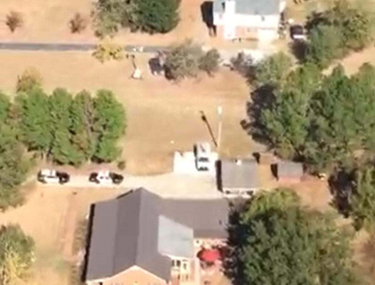 Aerial photo taken by law enforcement officials during the investigation of the shooting deaths of Peach County sheriff’s deputies Patrick Sondron and Daryl Smallwood.