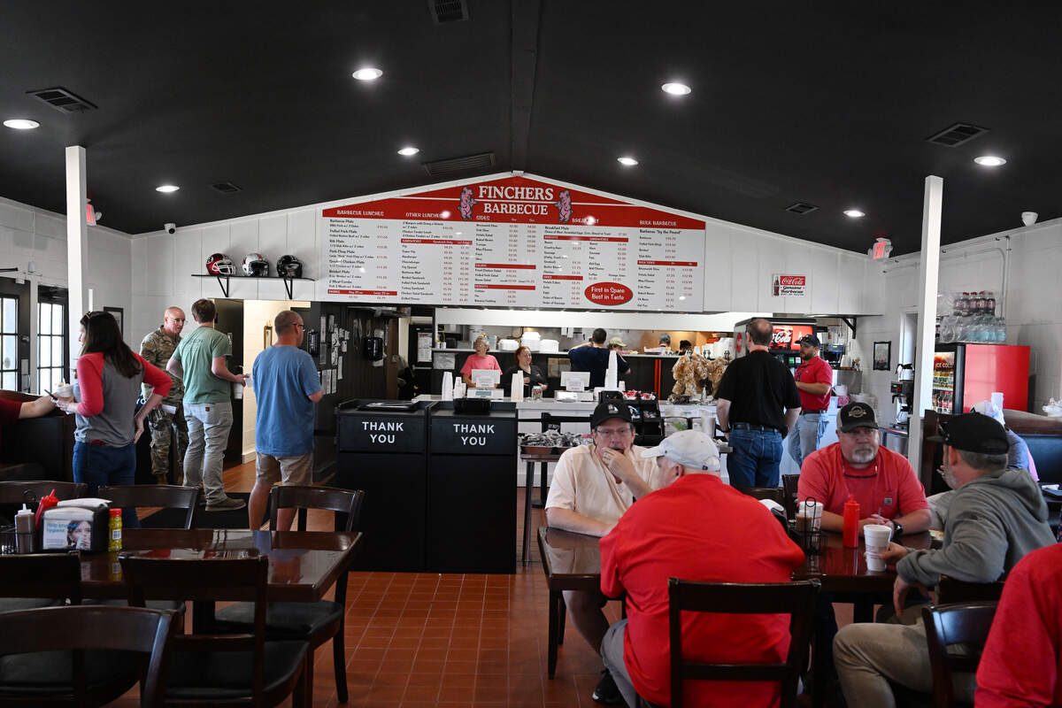 Customers on opening day of the new Fincher’s Barbecue on Friday, May 15, 2026 in Warner Robins, Georgia. The new restaurant is off South Armed Forced Boulevard, across the street from Robins Air Force Base.