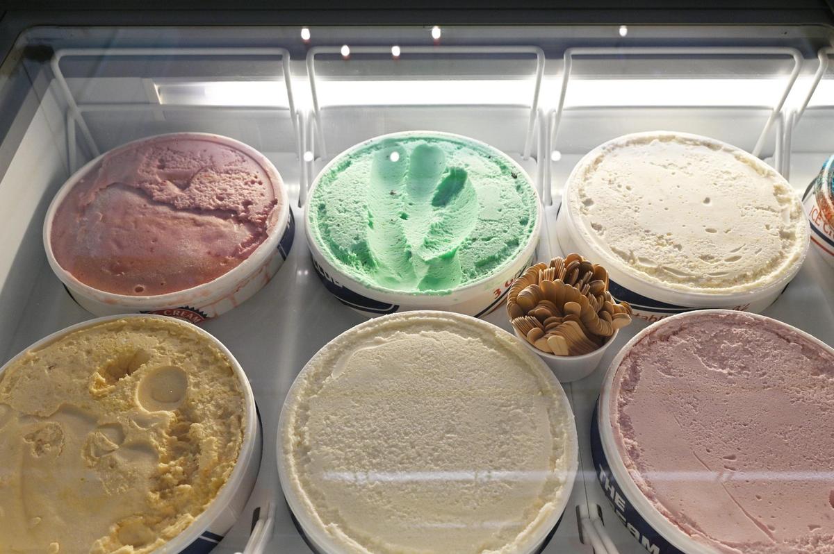 Ice cream flavors sit inside of a case at Shuster’s Candy and Creamery on Friday, July 18, 2025, in Macon, Georgia. New downtown Macon ice cream and sweets shop Shuster’s Candy and Creamery is set to open in the coming weeks.