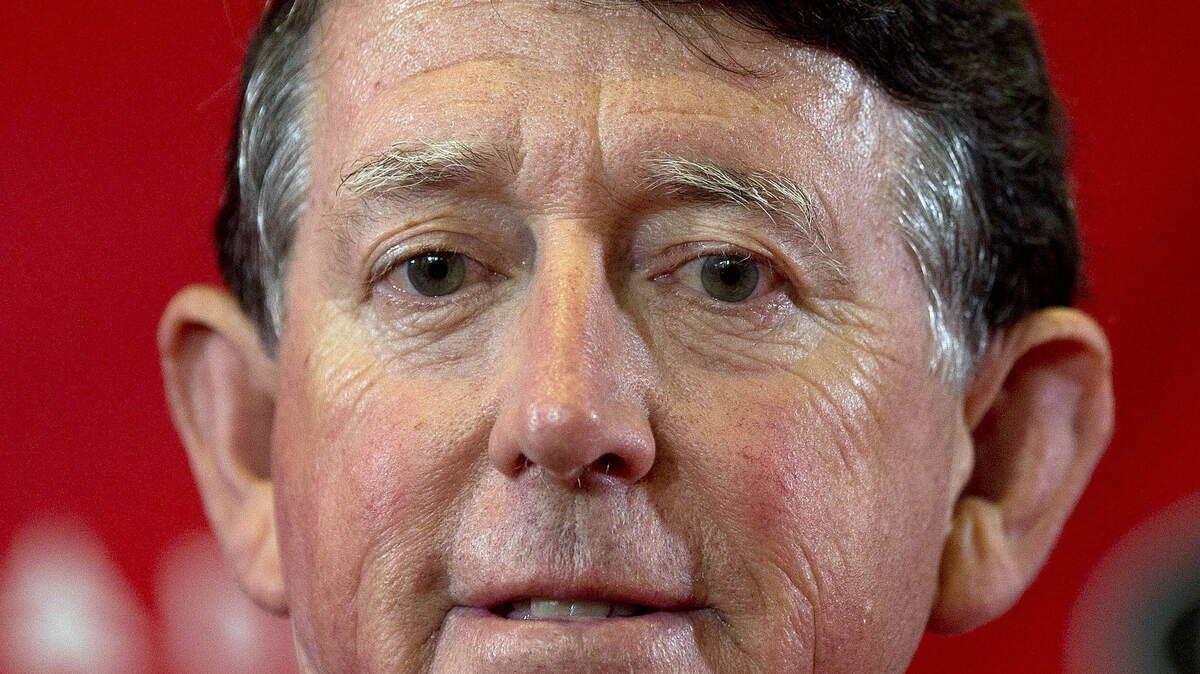 University of Georgia athletic directer Greg McGarity looks on during a news conference to discuss the departure of head football coach Mark Richt, Monday, Nov. 30, 2015, in Athens, Ga. McGarity said in a statement released by the school the two "mutually agreed that he would step down as head coach." (AP Photo/John Bazemore)