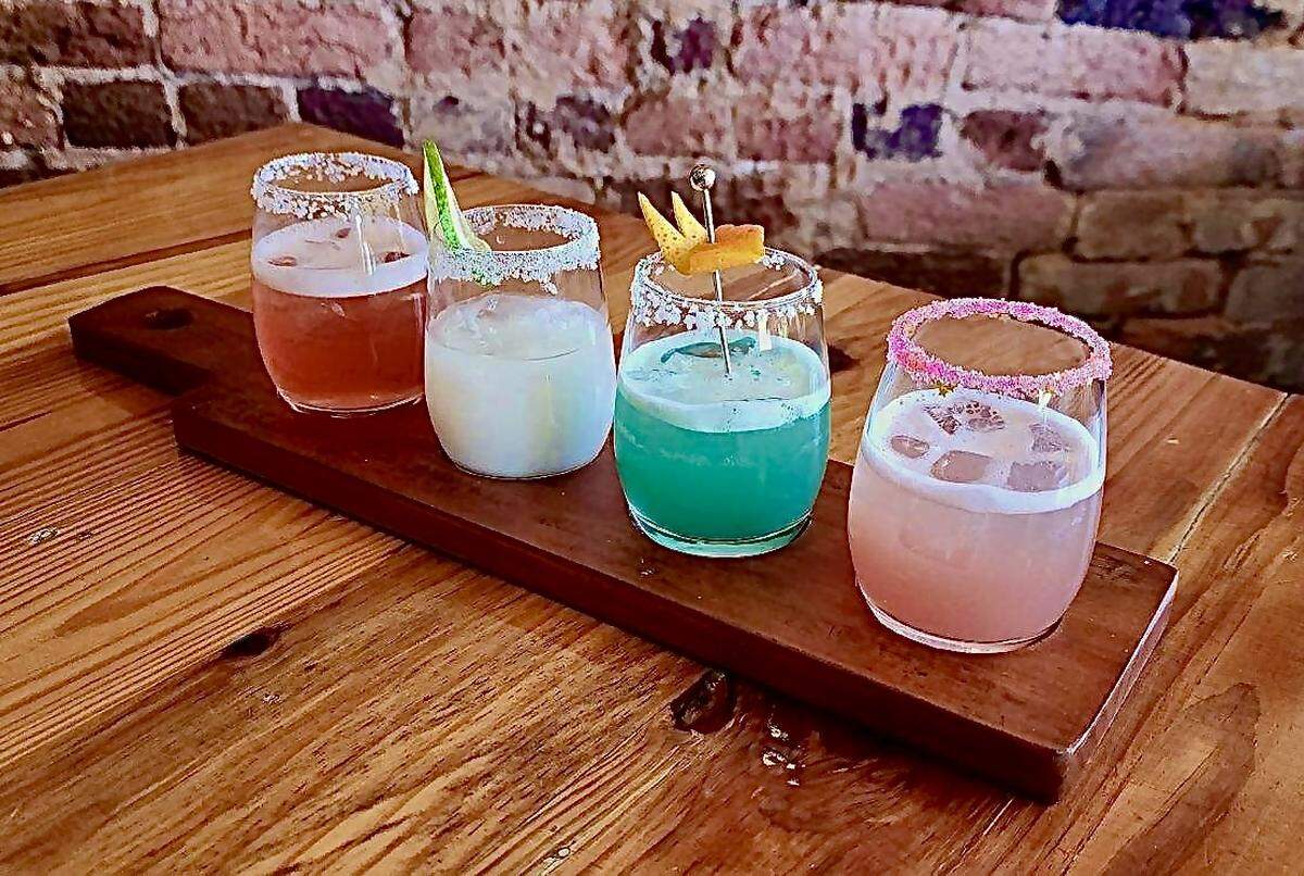 Grits Cafe in Forsyth, Georgia is offering a fruity (and beautiful) margarita flight for Forsyth Taco Week 2024.