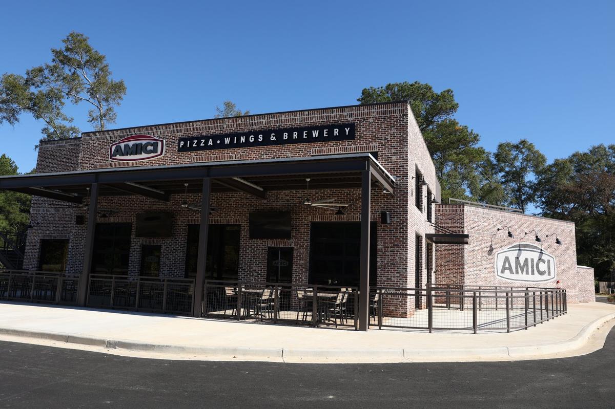 Amici sits off of Perry Parkway on Wednesday, Oct. 17, 2024, in Perry, Georgia. The new restaurant is set to open to the public on Monday and will be Perry’s first brewery.