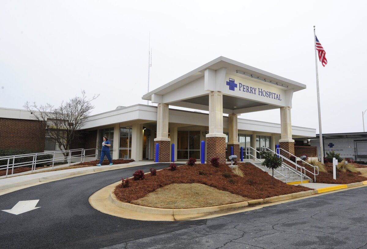 The entrance to Perry Hospital is pictured in this 2014 file photo.