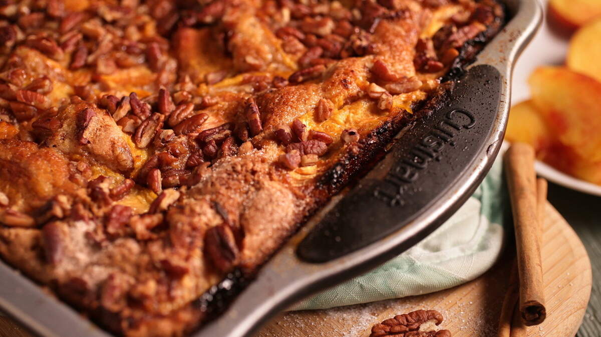 CRISTINA M. FLETES/ST. LOUIS POST-DISPATCHFresh Peach Cake is more of a coffee cake than a traditional cake.