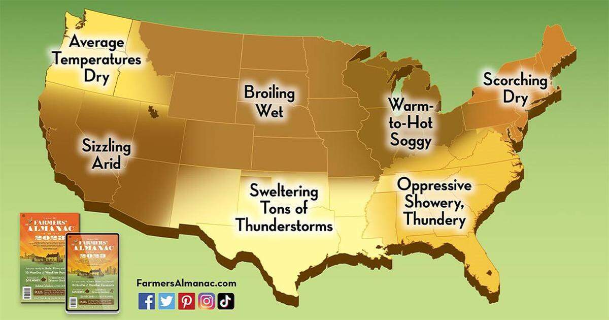 Summer 2023 forecast from Farmers’ Almanac.