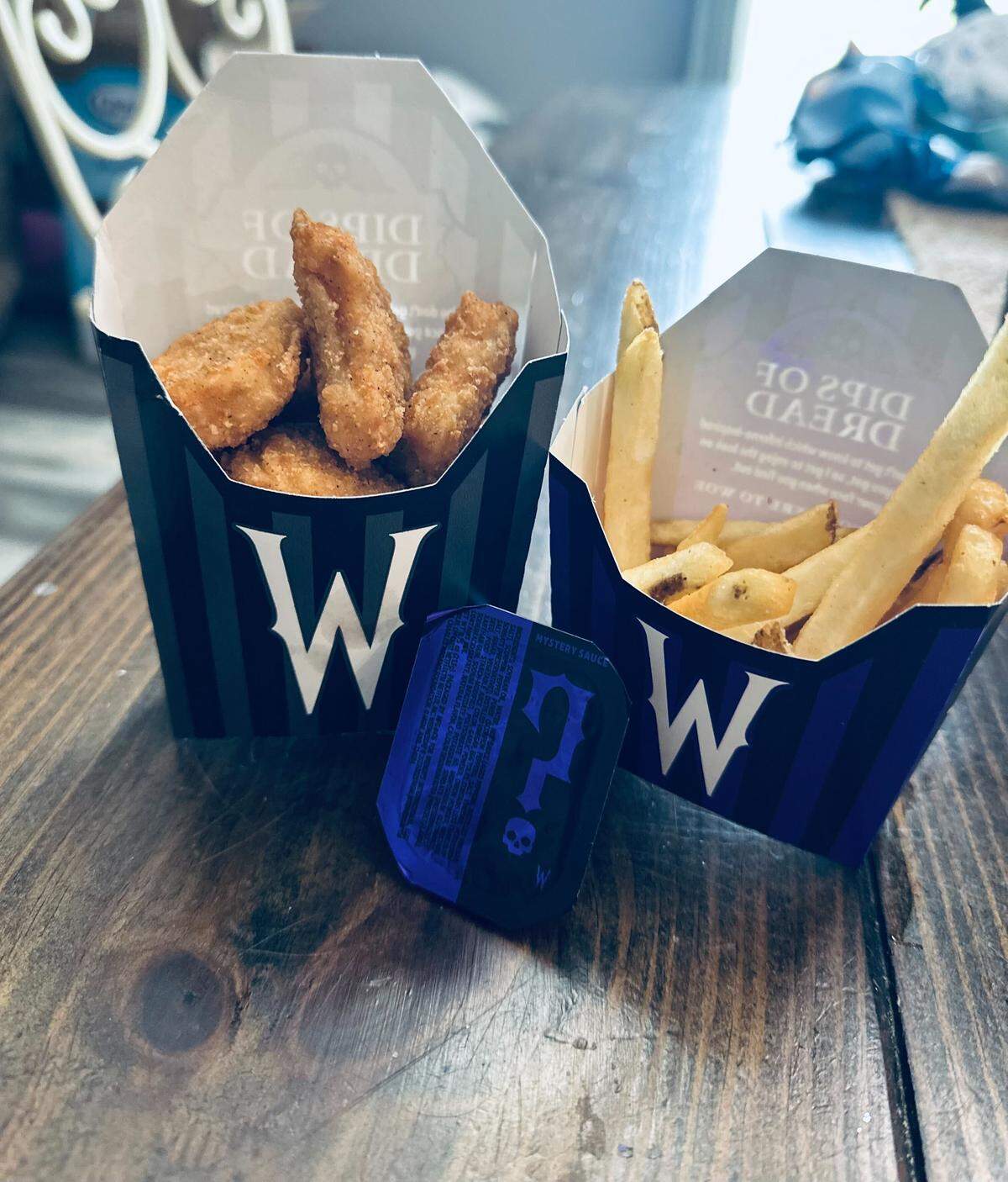 “Rest in 10-Piece Nuggets” and “Cursed & Crispy fry” from the Wednesday meal at Wendy’s.