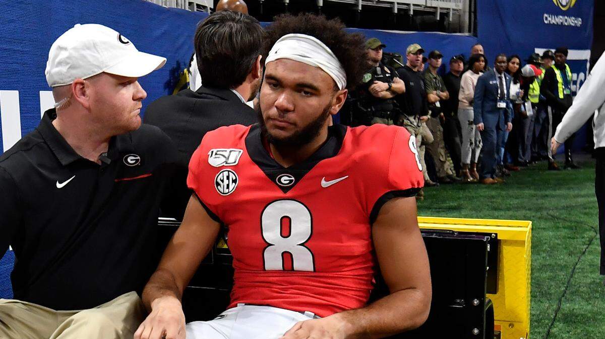 Georgia wide receiver Dominick Blaylock (8) injured his knee in the 2019 SEC Championship game and again during an Aug. 26, 2020 football practice.