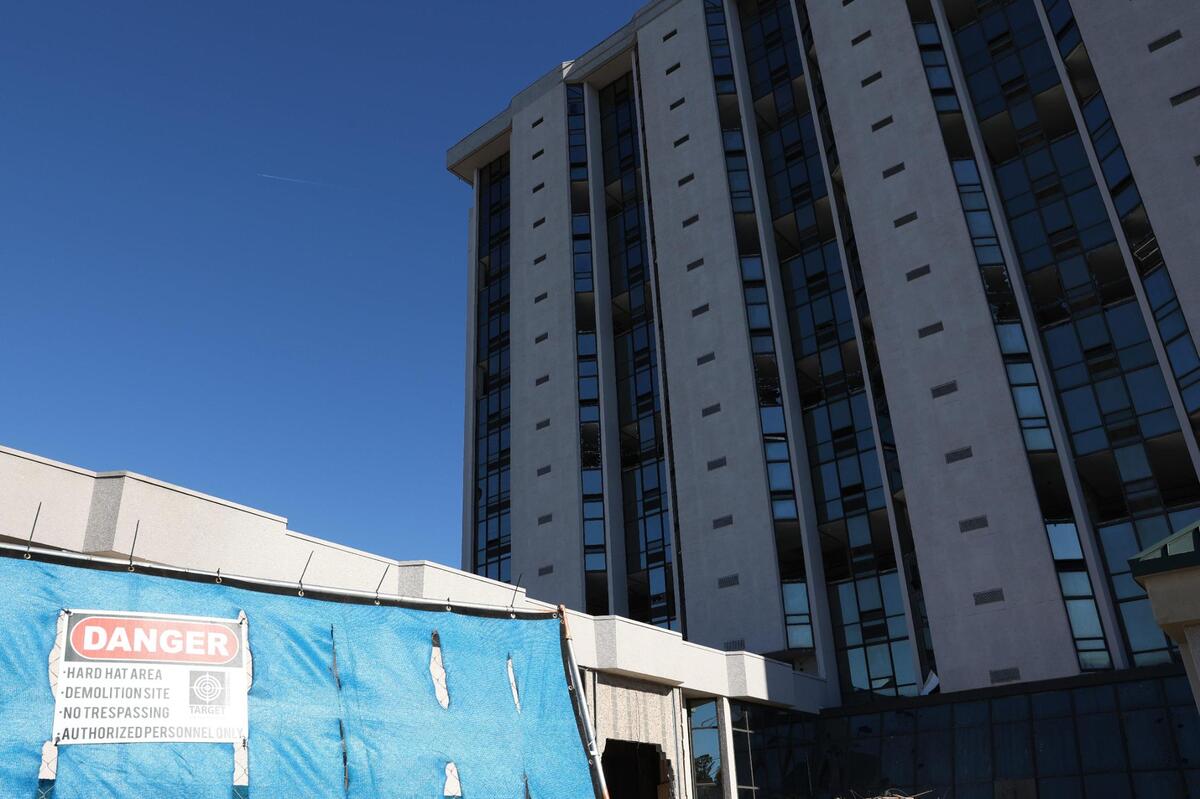 The abandoned Ramada Hotel in downtown Macon sits off 1st Street on Thursday, Dec. 12, 2024, in Macon, Georgia. Construction crews are preparing the 16-story hotel for a controlled implosion on New Year’s Day at 9 a.m.