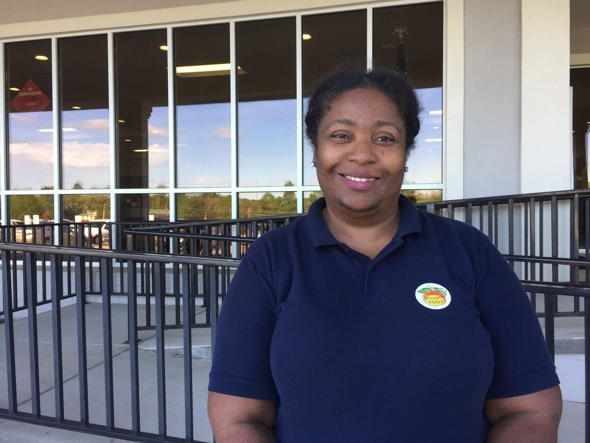 Edith Shellow votes before work on Tuesday at the Dr. Robert J. Williams Complex At Ballard Hudson.