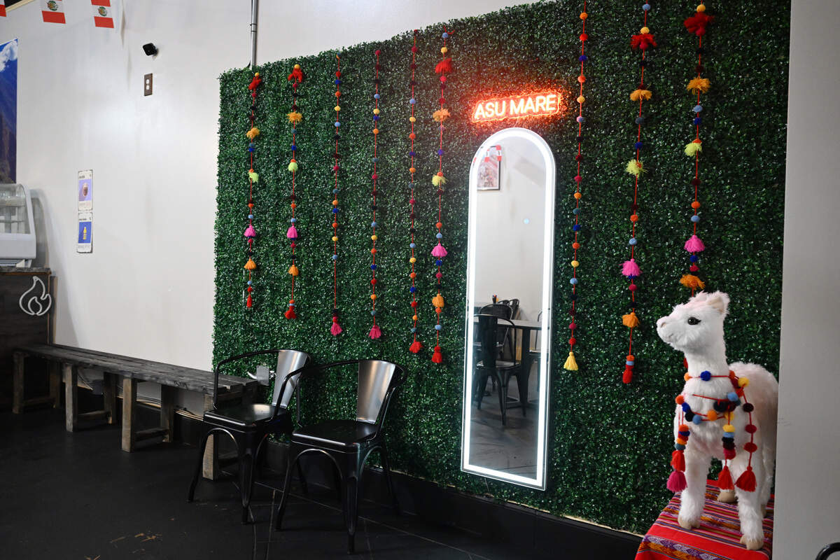 Asu Mare Peruvian Restaurant in Centerville, Ga., is geared for take-out orders, with a few tables and chairs inside. The interior features accents and decor that pay homage to Peru.