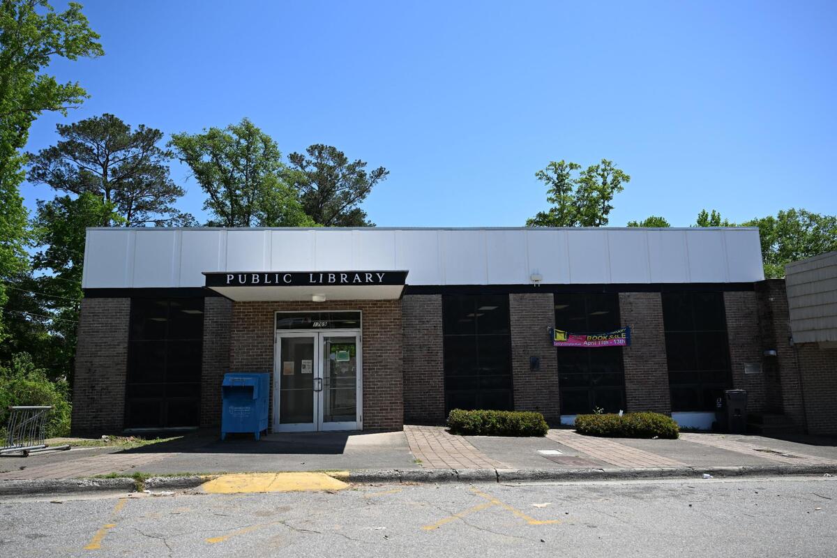 The Shurling Branch Library sits on the end of Shurling Plaza on Friday, April 18, 2025, in Macon, Georgia. The library was first constructed in the 1960s with only minor renovations since.