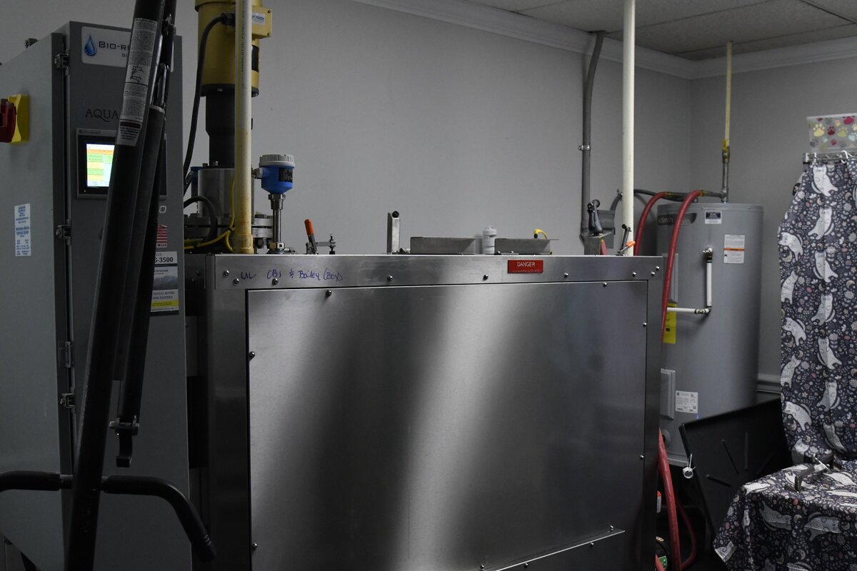 The aquamation process machine sits on Thursday, June 6, 2024, in Petamorphosis in Macon, Georgia. The machine mimics the natural course when an animal is buried in the ground through a combination of water flow, temperature and alkalinity. This process accelerates the breaking down organic materials, leaving only the bone material left, and serves as an alternative to flame cremation.