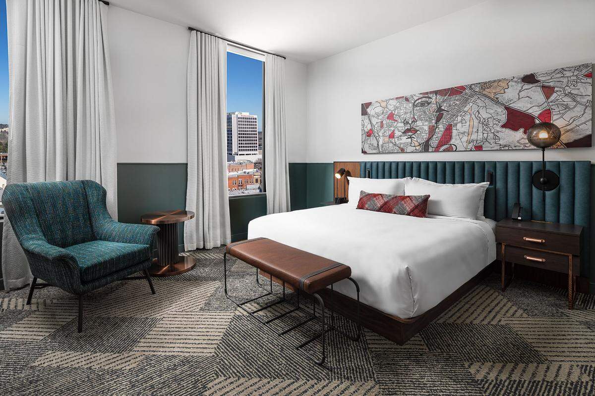 Hotel Forty Five at 401 Cotton Ave. in downtown Macon opens in early 2022. The 94-room boutique hotel boasts some spectacular views of downtown.