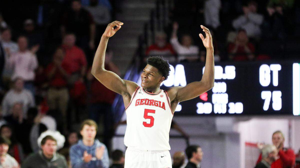 Georgia basketball player Anthony Edwards (5) during a game against Georgia Tech at Stegeman Coliseum in Athens, Ga., on Wednesday, Nov. 20, 2019.