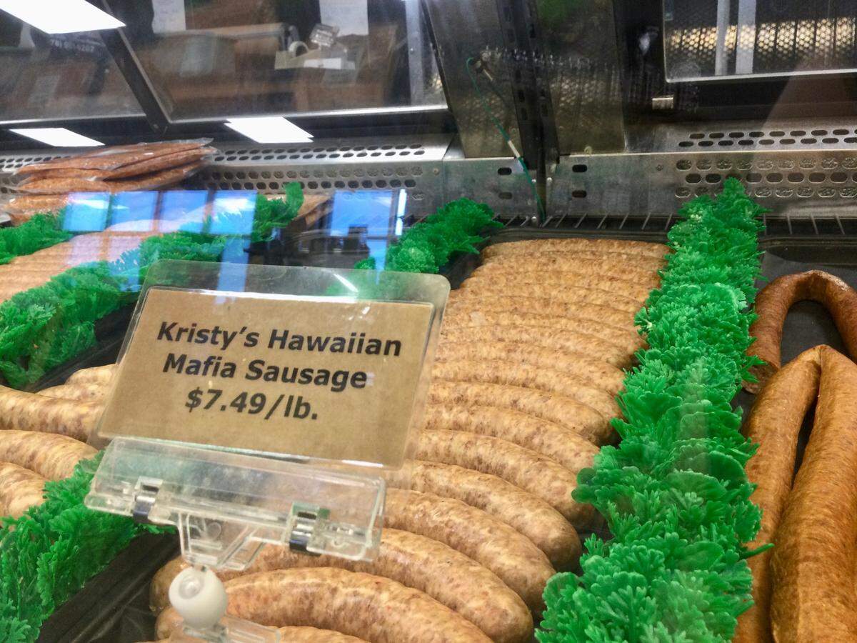 David and Amy Dean offer handmade sausage from their own recipes at The Butcher Shop in Warner Robins. The Deans are gearing up to open a second location in Macon. Kristy’s Hawaiian Mafia Link, pictured above, is made with spicy Italian pork sausage, pineapple and bacon.