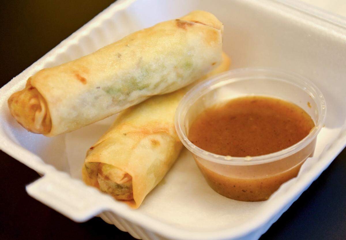 Kirk’s jerk chicken spring rolls at KJK Jamaican Kitchen at 3348 Vineville Ave. in Macon.