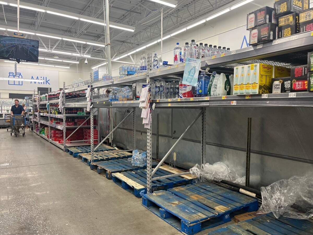 Only a few water bottles were left at Walmart on Gray Highway in Macon, Ga. on Wednesday, Oct. 2, 2024.