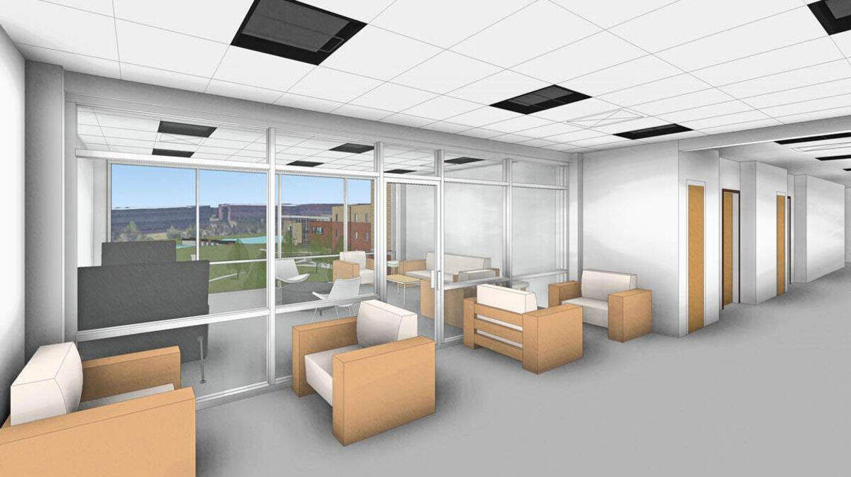 A 310-bed dormitory set to open on the campus of Middle Georgia State University in 2020 will include many “informal spaces” such this one, said Nancy Stroud, executive vice president for finance and operations for the school.